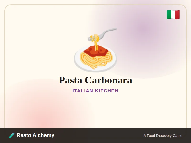Pasta Carbonara illustration from Resto Alchemy's Italian Kitchen